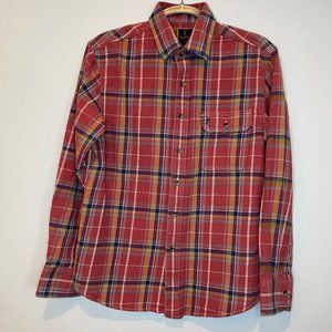 BROWNING Men's Long Sleeve Flannel Shirt Hunting Size Medium Pink Navy Plaid